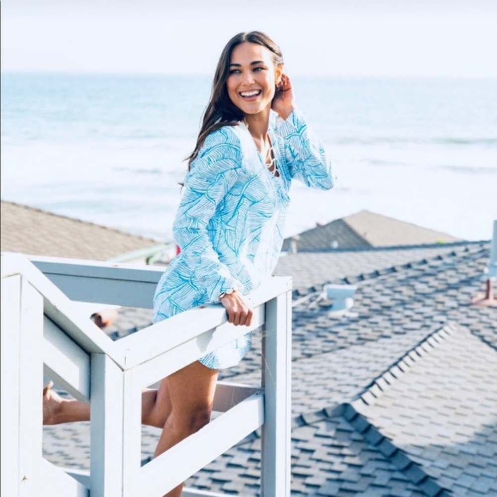 Long Sleeve Palm Print Coverup 🌴